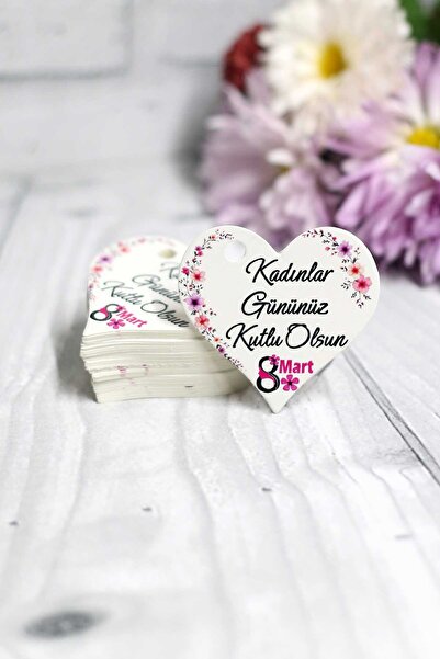 Vice Kadınlar Günü Kutlu Olsun Baskılı Karton Etiket (50 adet) 8 Mart Kadınla...