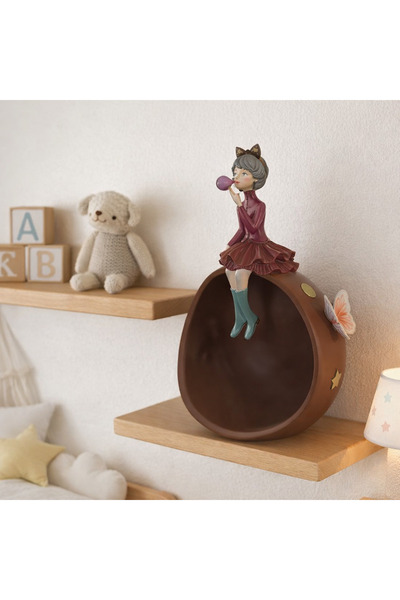 Vi Markets تمثال زخرفي ساحر يصور فتاة جالسة على وعاء مستدير