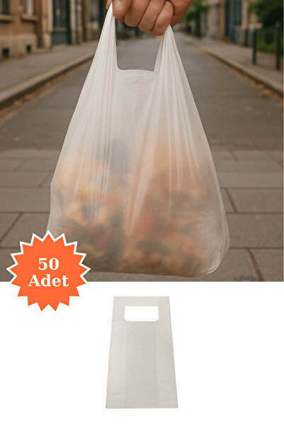 Plas+Plus Şeffaf Atlet Poşet Market Bakkal Manav Mağaza Alışveriş Taşıma Torb...