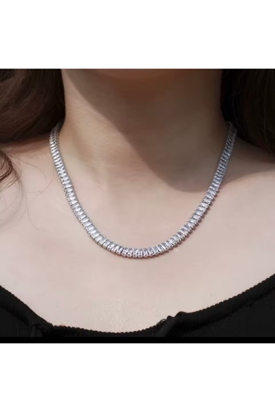 Bylin 316 L Surgical Steel Double Row Zircon Stone Necklace-Stone 6mm/ Length...