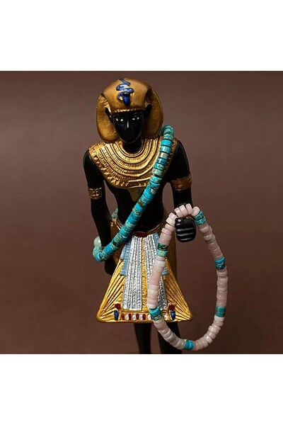 Ezera Set de 2 brățări Krishna lucrate manual din pietre turcoaz sedimentar m...