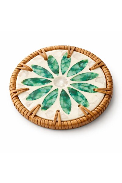 YONCA ART CONCEPT MİEN MARKA RATTAN SEDEFLİ ŞIK TASARIM BARDAK ALTLIĞI-EV,OFİ...