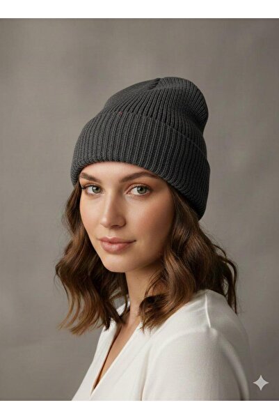 sema aksesuar قبعة تريكو شتوية للجنسين بلون واحد ومخططة - قبعة - هدية عيد الحب