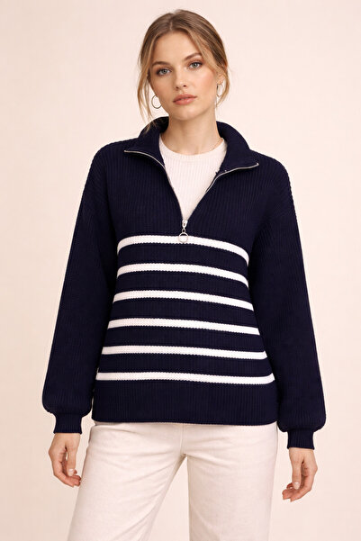 Kirazgym Half Zipper Side Stripe Sweater-Laci