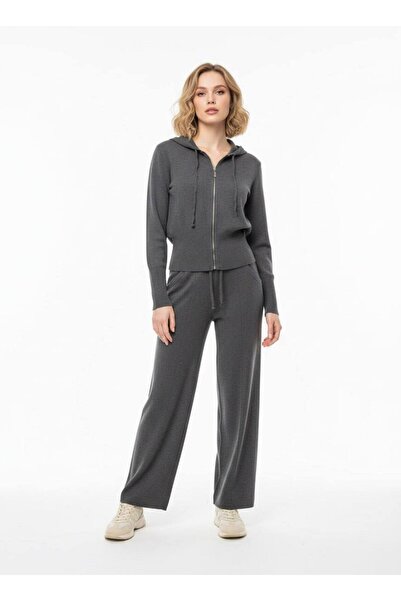 ROBAS Kapüşonlu Bağcık Detaylı Premium İplik Triko Alt-Üst Takım