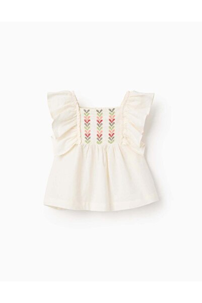 Ziddy قميص قصير من القطن الخشن، بيج، 2/3