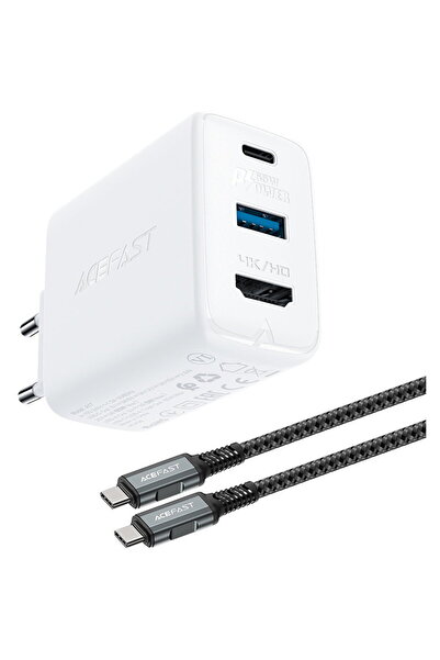 Acefast Policarbonat, 1xUSB, 1xUSB-C, 1xHDMI 4k, 65 W, Alb