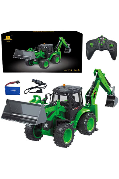 Huina Excavator cu telecomandДѓ, lumini sonore verzi 1:14