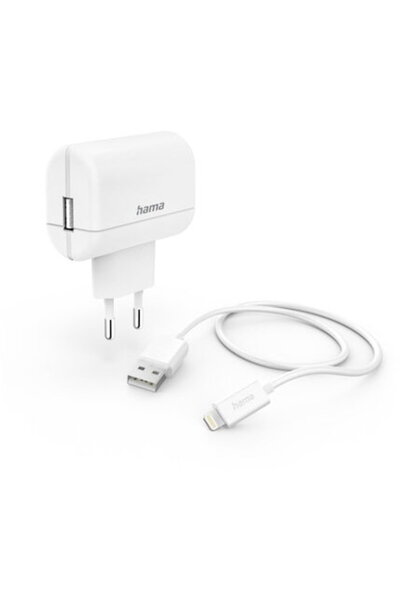 Hama Charger with Lightning Charging Cable, 12 W, 1.0 m, white