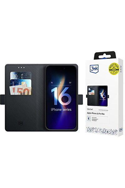 3MK Husa pentru iPhone 16 Pro Max - Husă tip portofel - Negru
