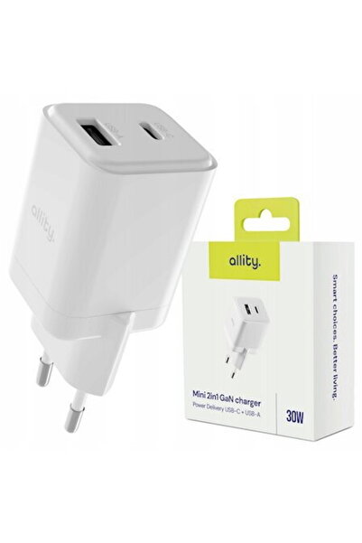 allity ATC-01-30WAC GaN PD QC 1x USB-C 1x USB-A 30W Alb (Alb: Alb)