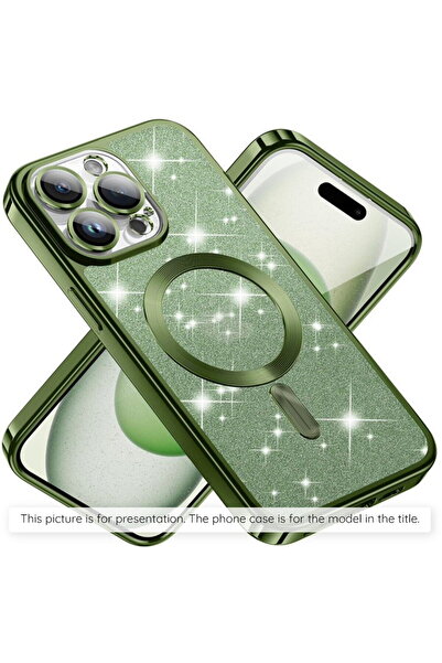Techsuit Case for iPhone 14 Pro Max - Luxury Glitter MagSafe - Deep Green