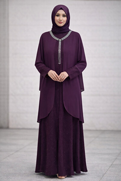 Famelin Chiffon Cape Evening Dress