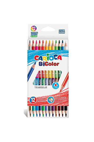 CARIOCA BiColor colored pencils, triangular, bicolor, 12 colors/box