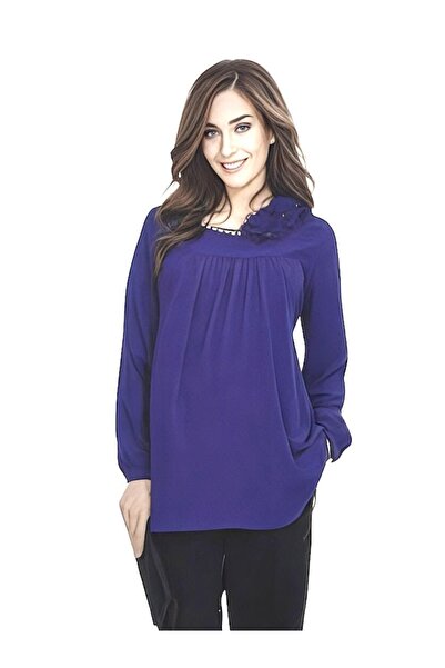 Desen Hamile Giyim Yaprak Aksesuarlı Hamile Bluz