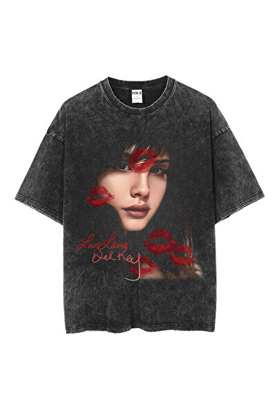 Le Savu Washable Lana Del Rey Printed Printed Unisex Oversized Vintage T-Shirt
