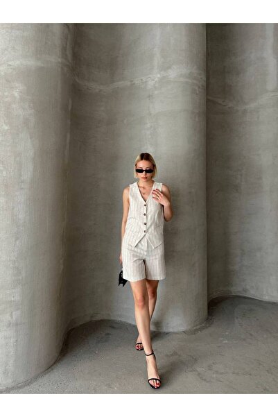 LB Laluna Butik Women's Striped Vest and Shorts Set