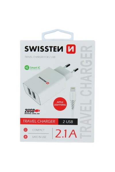SWISSTEN Circuit integrat inteligent cu 2x USB 2,1A Alimentare + Cablu de dat...