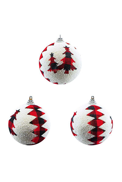 OEM Set 3 Globuri Albe Braduti, 8 Cm