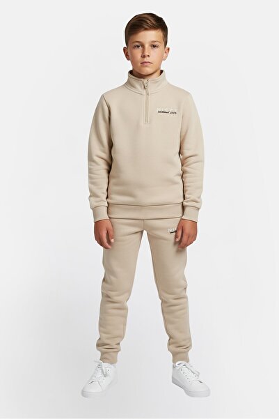 Nicce Kids Boy 2 Pieces Graphic Print Sweatshirt And Sweatpants Set, Beige