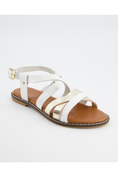 BAĞCILAR AYAKKABI Women's Genuine Leather Sandals White