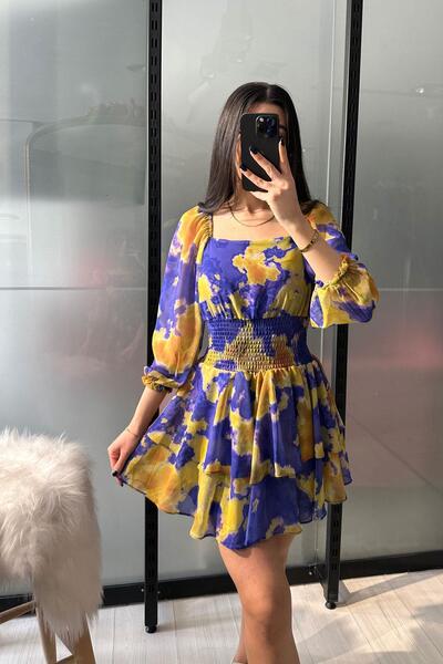 Estelle Double Layered Skirt with Elastic Waist Detail Mini Dress - Purple Mor