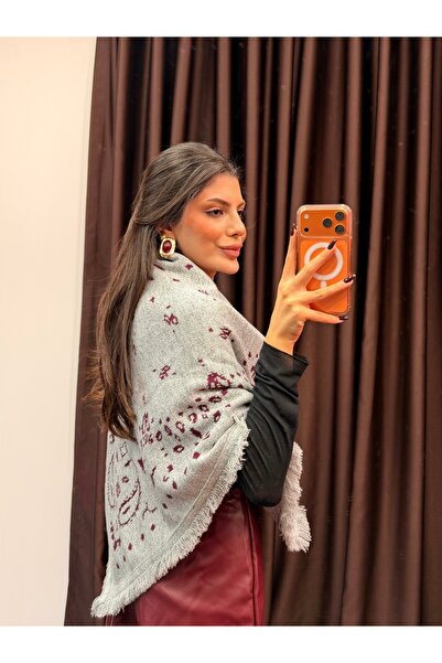 LOISY Șal de damă din tricotaj cu model și ciucuri