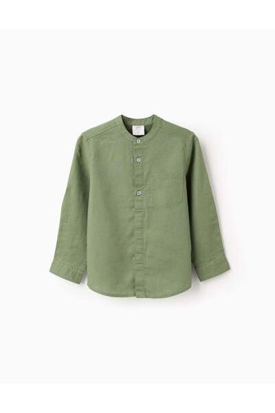 Ziddy LS SHIRT LINEN MAO, GREEN, 5/6