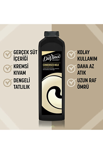 Da Vinci Condensed Milk Koyulaştırılmış (Yoğunlaştırılmış) Süt Aromalı Sos 1LT