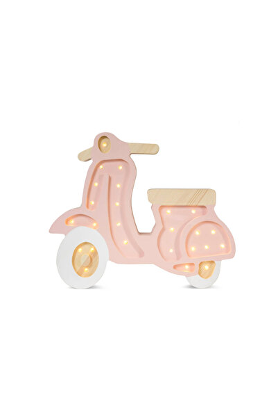 Generic Scooter Lamp Powder Pink Wooden Night Light for Kids Room