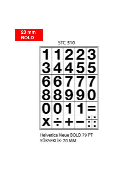 Cif Number labels, 0-9, 2 sheets/set, TANEX - 20mm bold