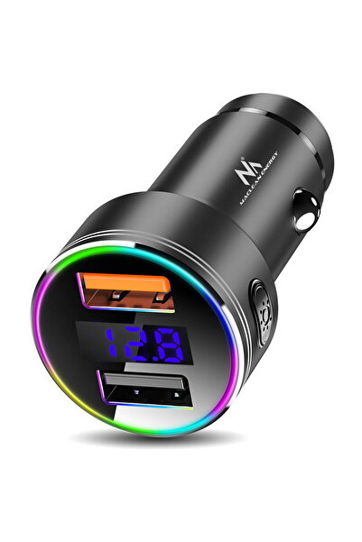 Maclean MCE375, cu display, aluminiu, voltmetru, USB 1x QC 3.0, USB 1x 5V/2.4...