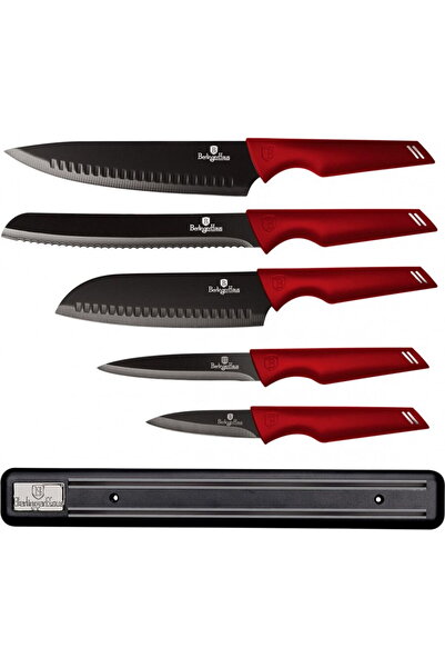 Berlinger Haus Knife set BH/2694, Magnetic holder, 6 pieces, Black/Burgundy