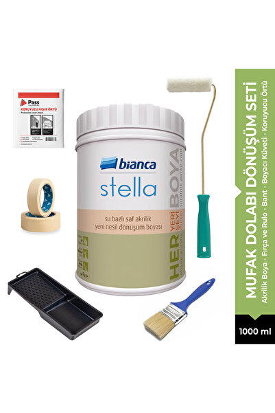 ALTINMAKAS Bianca Stella 1000 ml Beyaz Mutfak Dolabı ve Vestiyer Boyama Seti ...