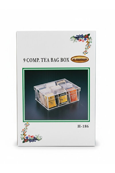 ALKHANBASHI Clear Acrylic Tea Bag Organizer Box with 9 Compartments – 228X193...