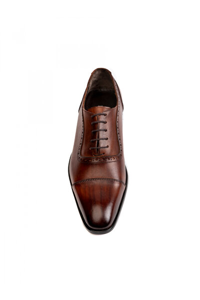 Evanto Shoes Pantofi de piele pentru bărbați Oxford Hand Painted-Maro