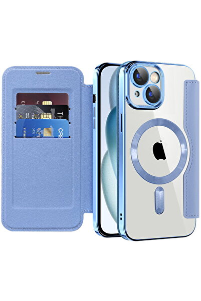 Techsuit iPhone 15 Case - SmartMag Book Case - Light Blue