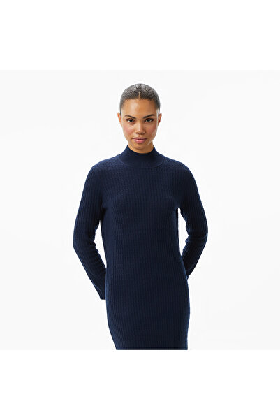 Tommy Hilfiger Wool Cash Cable Kadın Mavi Elbise