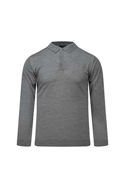 Hatemoğlu Gray Regular Fit Polo Neck Wool Sweater