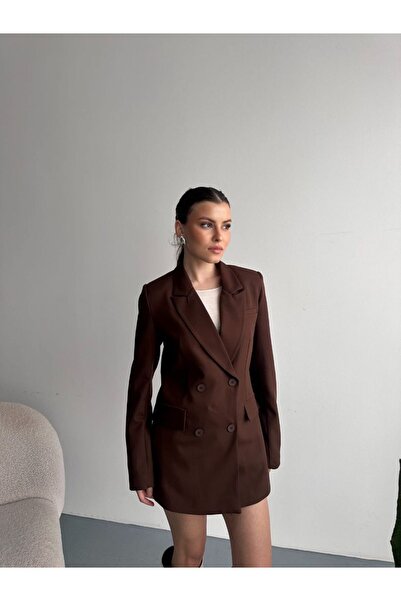 VESS MODA 4 Button Detailed Long Blazer Jacket