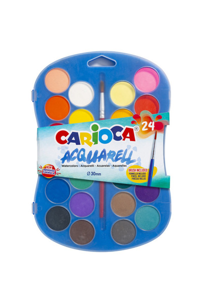 CARIOCA Washable watercolors, 24 colors/box + 1 brush, Aquarell