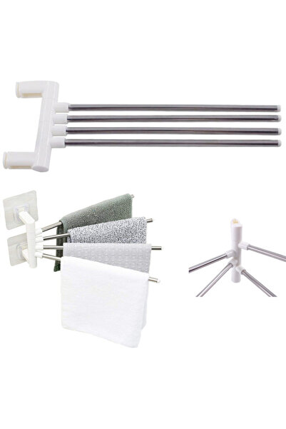 verk group Suport prosoape baie cu 4 brate rotative, Montaj fara gaurire, Aut...