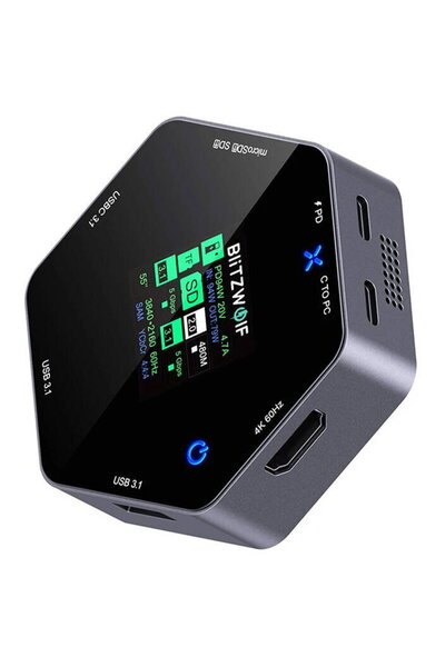 BlitzWolf Stație de andocare 8-în-1 BW-TH16 USB 100W cu afișaj LCD inteligent