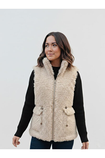 MONJER Kadın Beli Ayarlanabilir İpli Peluş Comfort Fit Yelek