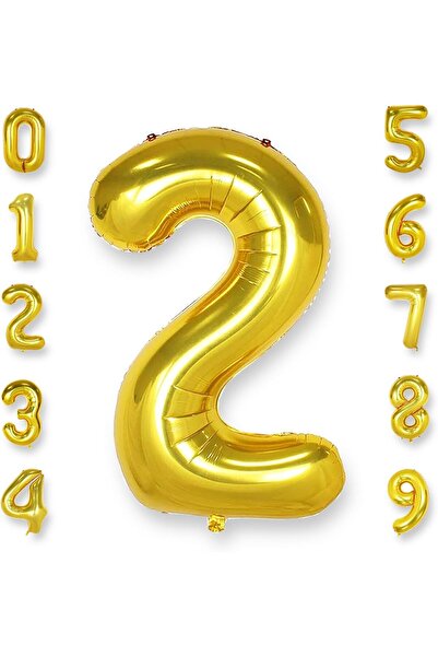 AULE بالون ذهبي كبير مقاس 40 بوصة على شكل رقم 2، بالونات هيليوم كبيرة من رقائ...