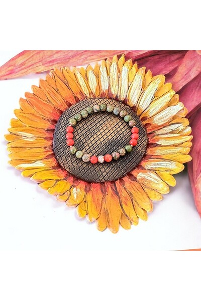 Ezera Matilda Bracelet for Women with Orange Coral and Unakite