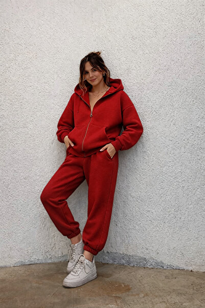 BayBayan Women's Hooded Zippered Basic Cardigan Set