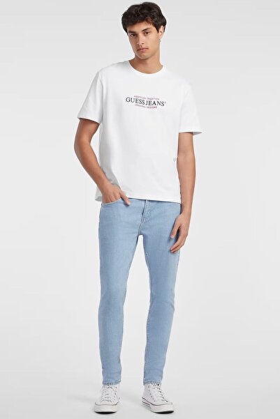 Guess Tricou bărbătesc alb, tradițional american