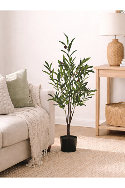 DRAMA HOME Realistic artificial olive tree for interior decoration – 120cm ta...