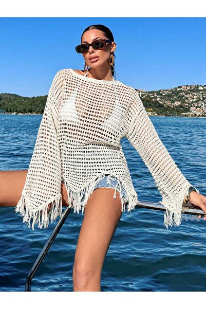 Get Crazy Women's Long Sleeve Mesh Beach Blouse